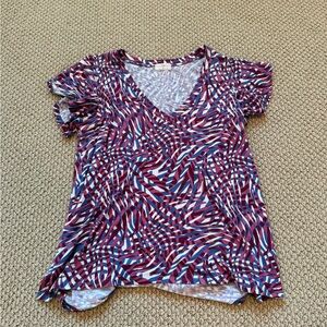 T.La Red and Blue Flutter Sleeve Graphic Tee